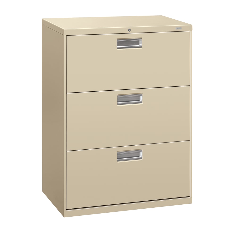 HON Brigade 600 36inW x 19-1/4inD Lateral 3-Drawer File Cabinet, Putty MPN:683LL