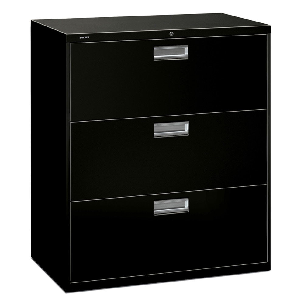 HON Brigade 600 36inW x 18inD Lateral 3-Drawer File Cabinet, Black MPN:683LP