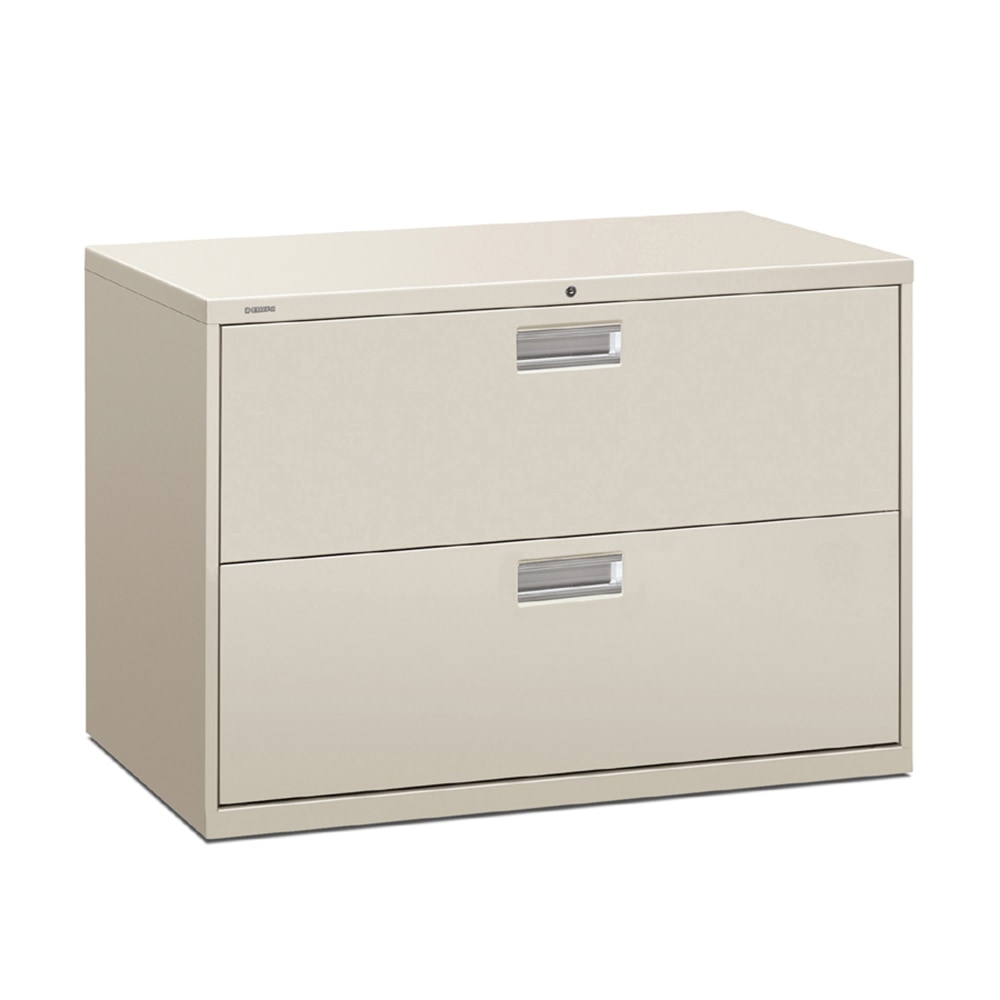 HON Brigade 600 42inW x 19-1/4inD Lateral 2-Drawer File Cabinet, Light Gray MPN:692L-Q