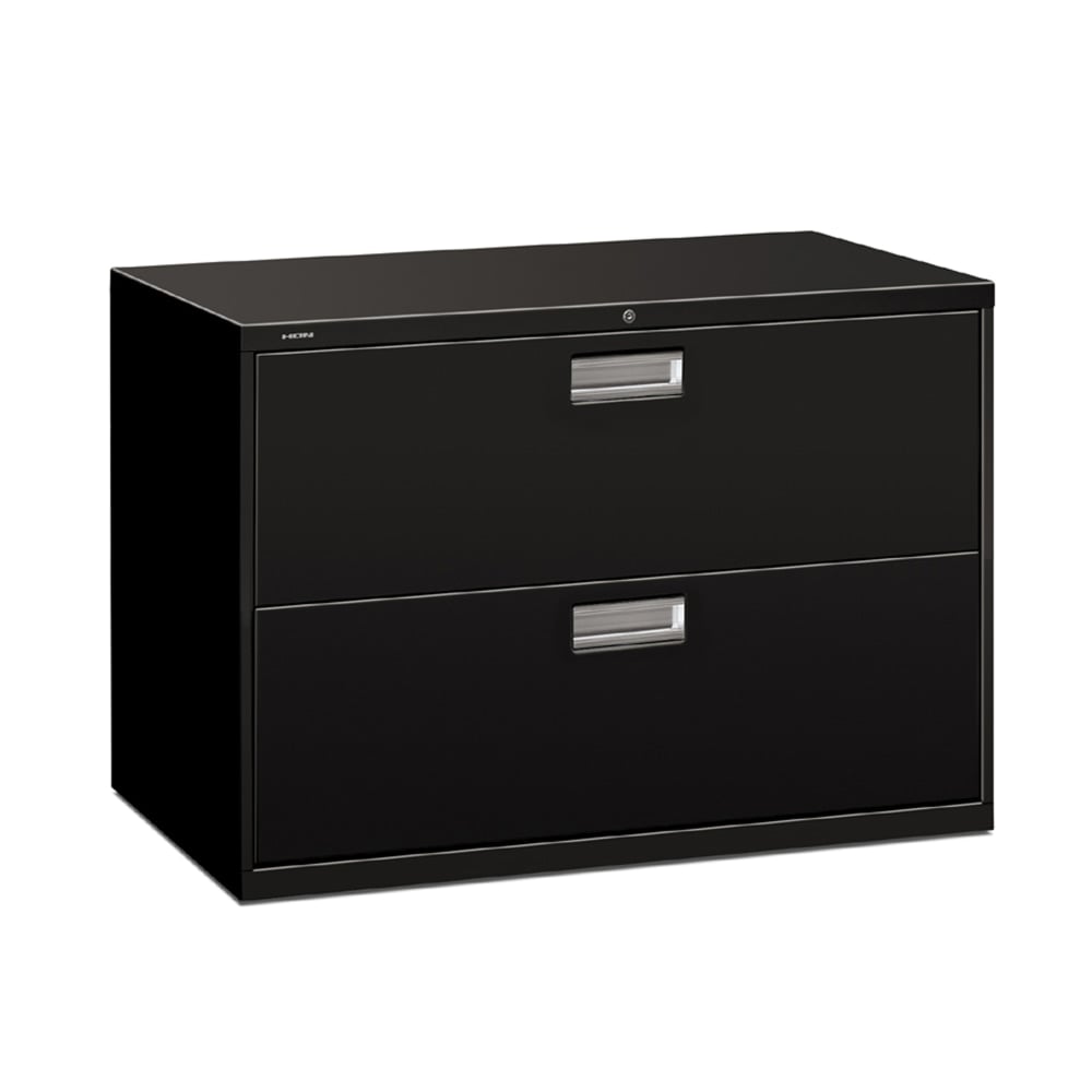 HON Brigade 600 42inW x 19-1/4inD Lateral 2-Drawer File Cabinet, Black MPN:692LP