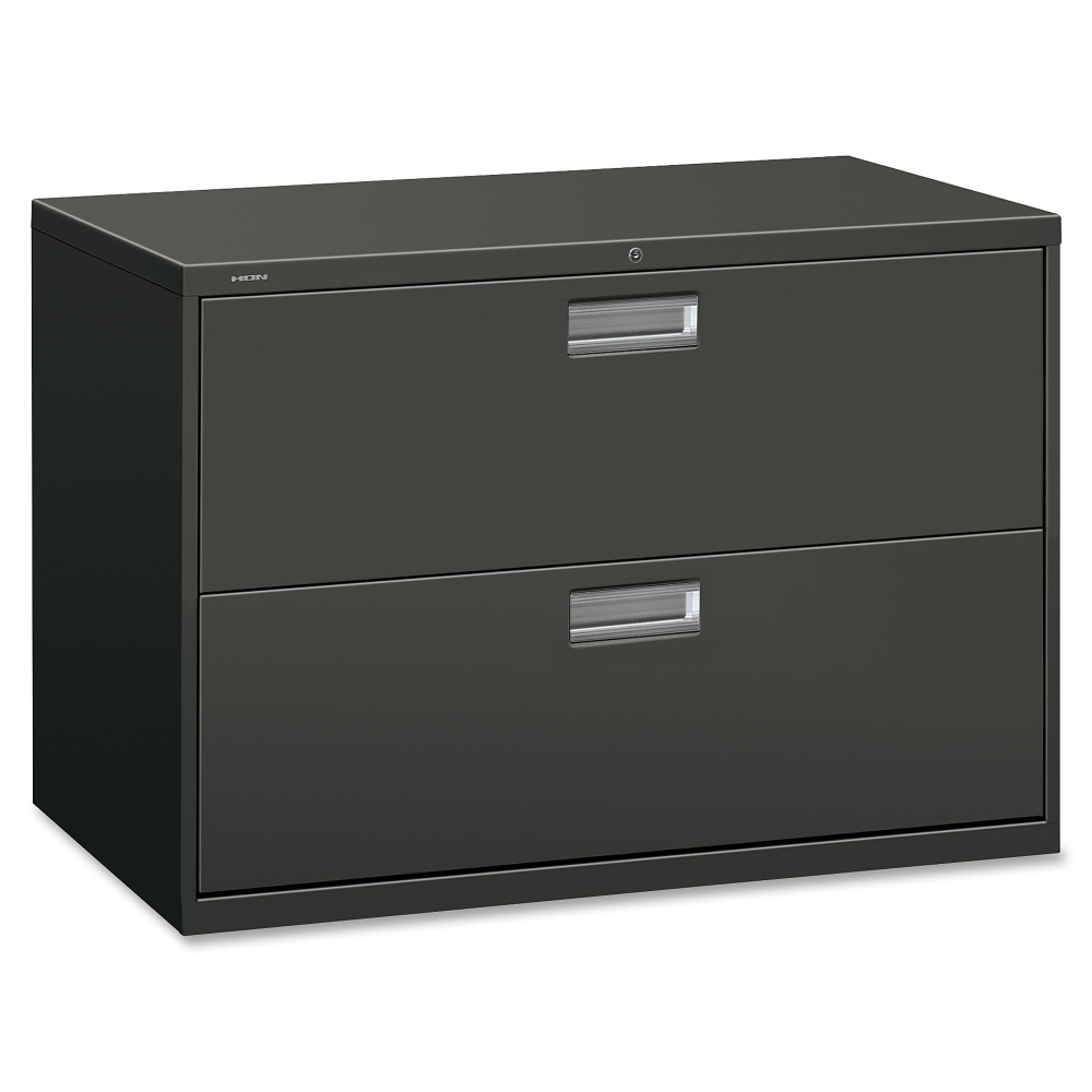 HON 600 42inW x 19-1/4inD Lateral 2-Drawer File Cabinet With Lock, Charcoal MPN:692LS