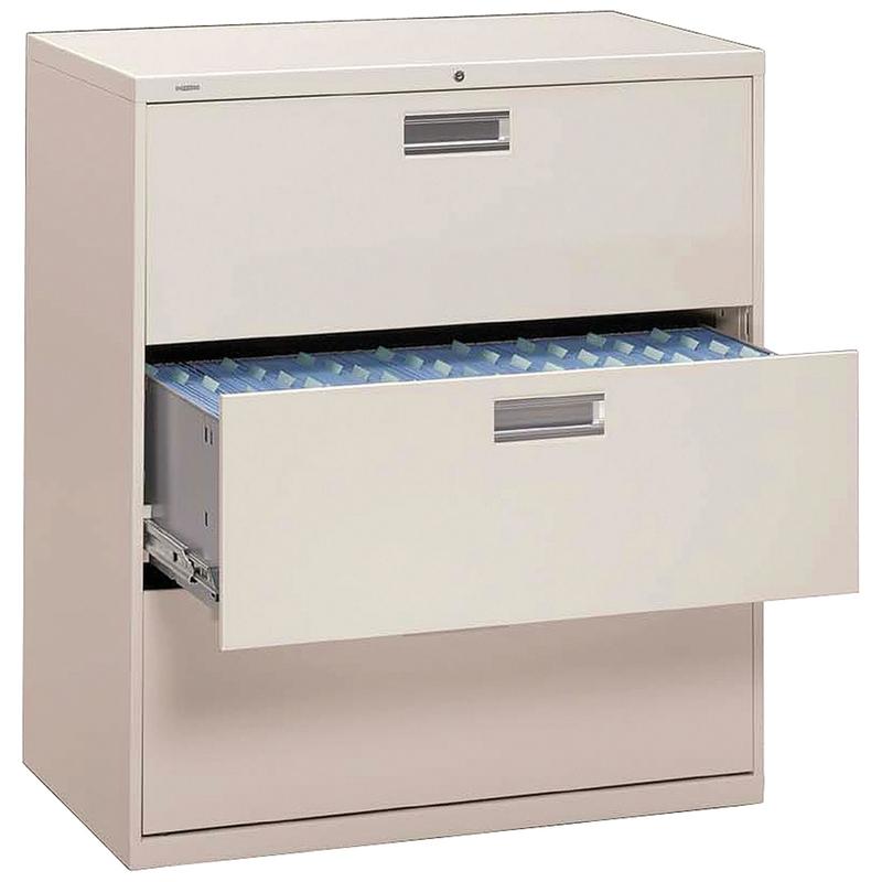 HON Brigade 600 42inW x 19-1/4inD Lateral 3-Drawer File Cabinet, Light Gray MPN:693LQ