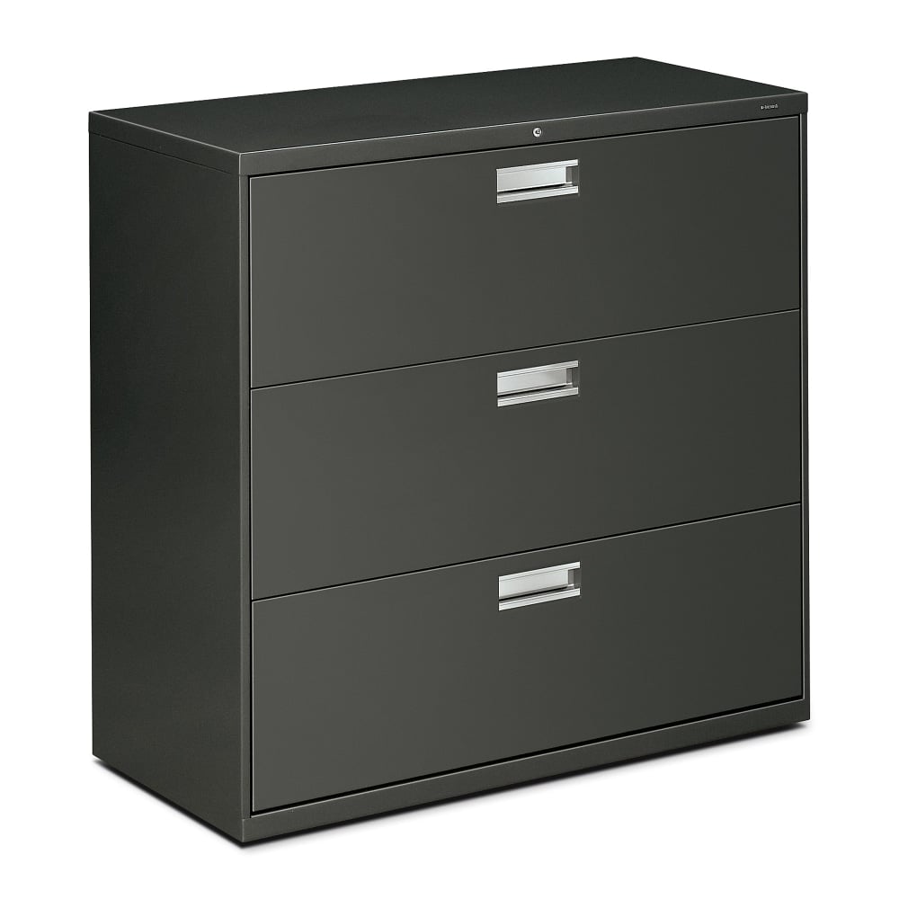 HON 600 42inW x 19-1/4inD Lateral 3-Drawer File Cabinet With Lock, Charcoal MPN:693LS