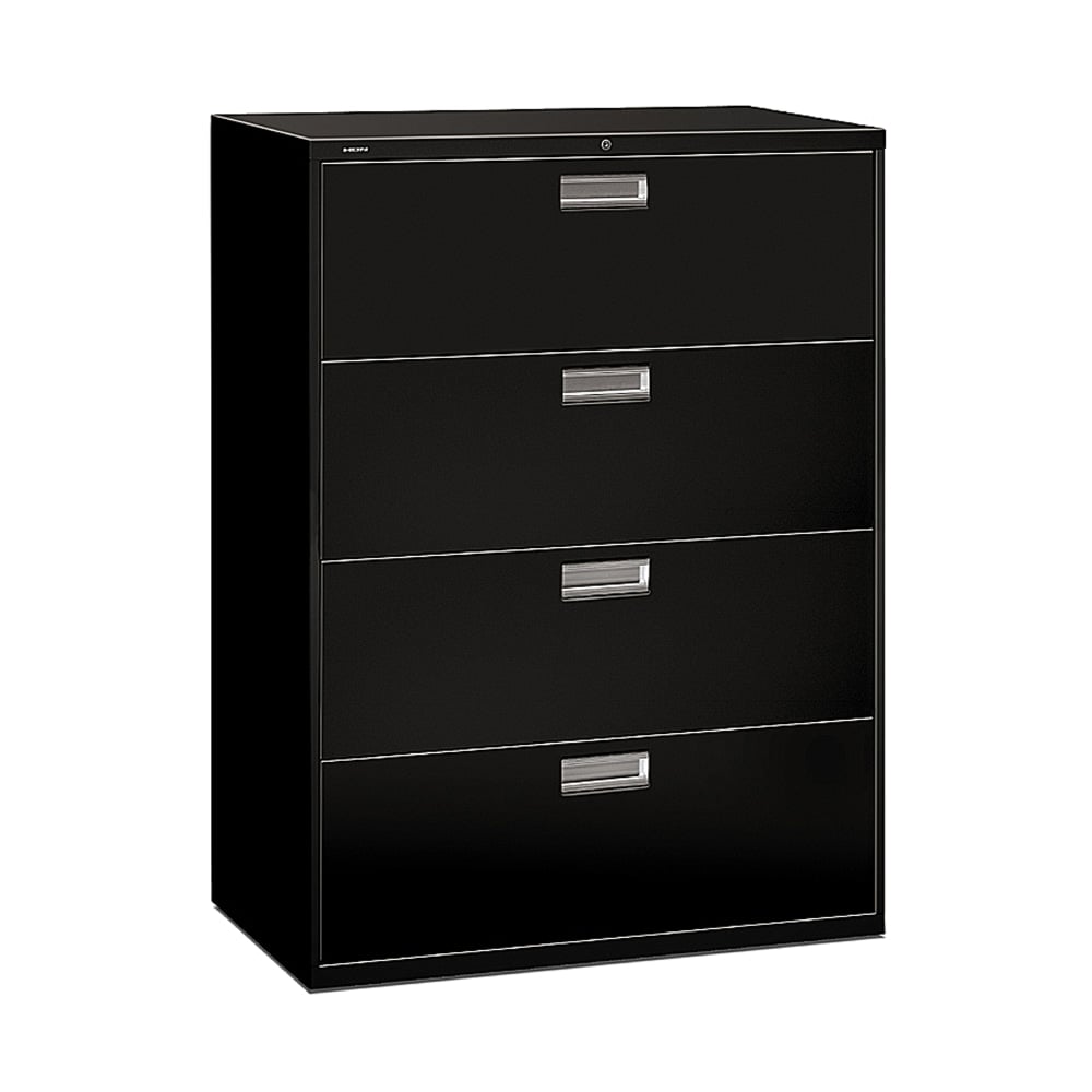 HON Brigade 600 42inW x 19-1/4inD Lateral 4-Drawer File Cabinet, Black MPN:694L,P