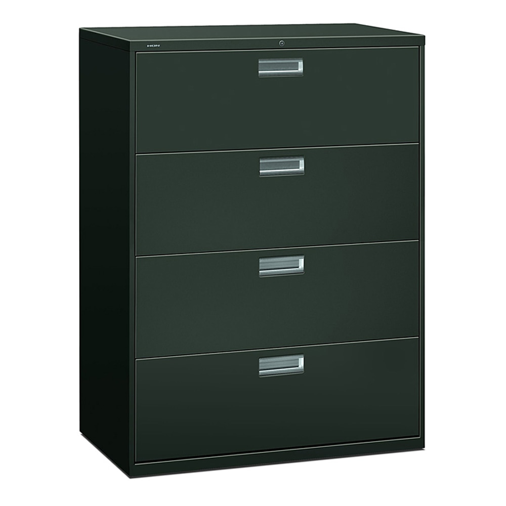 HON 600 42inW x 19-1/4inD Lateral 4-Drawer File Cabinet With Lock, Charcoal MPN:694LS