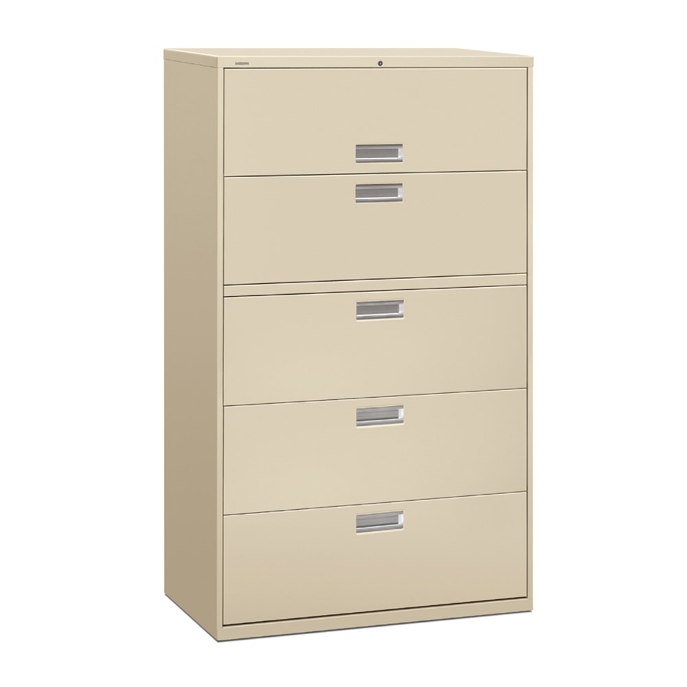 HON Brigade 600 42inW x 18inD Lateral 5-Drawer File Cabinet, Putty MPN:695L-L