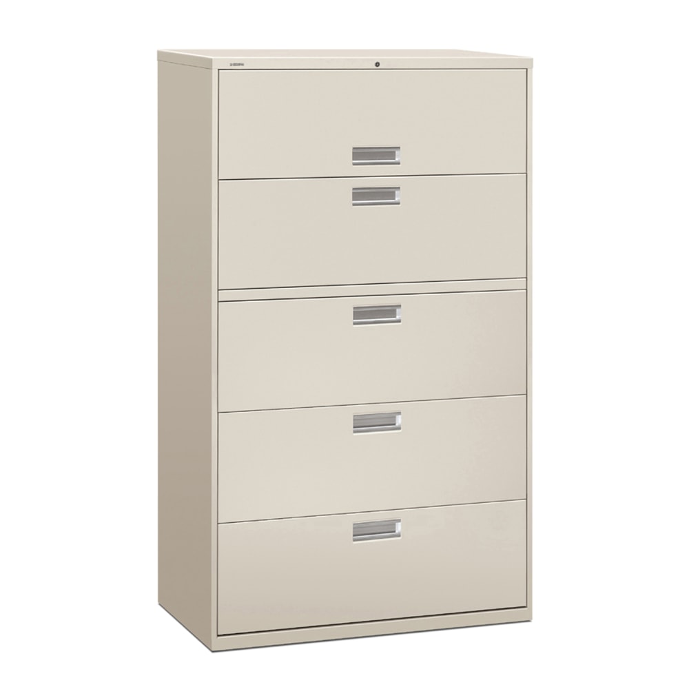 HON Brigade 600 42inW x 19-1/4inD Lateral 5-Drawer File Cabinet, Light Gray MPN:695L-Q