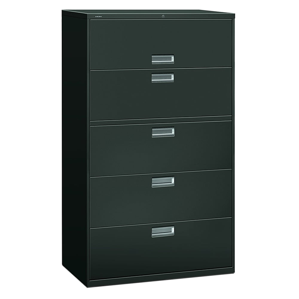 HON 600 42inW x 19-1/4inD Lateral 5-Drawer File Cabinet With Lock, Charcoal MPN:695LS