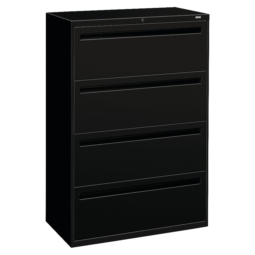 HON Brigade 700 36inW x 18inD Lateral 4-Drawer File Cabinet, Black MPN:784LP