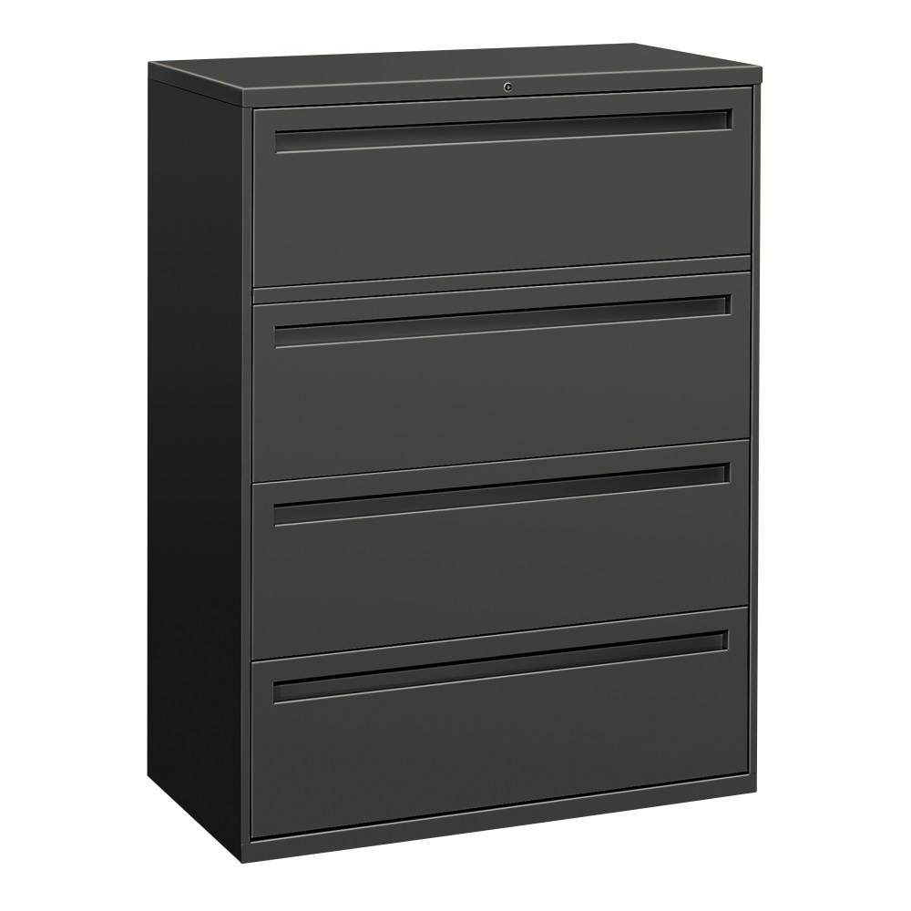 HON Brigade 700 36inW x 18inD Lateral 4-Drawer File Cabinet, Charcoal MPN:784LS