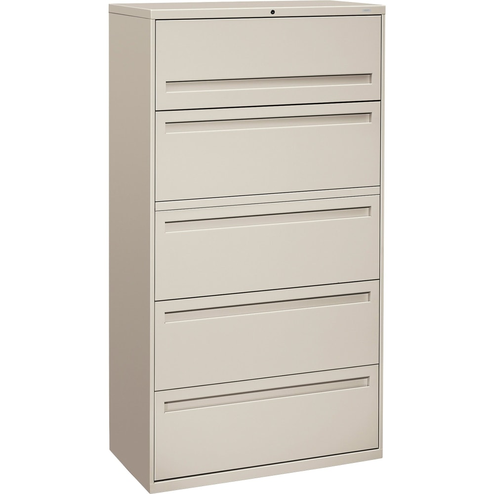 HON Brigade 700 36inW x 18inD Lateral 5-Drawer File Cabinet, Light Gray MPN:785LQ