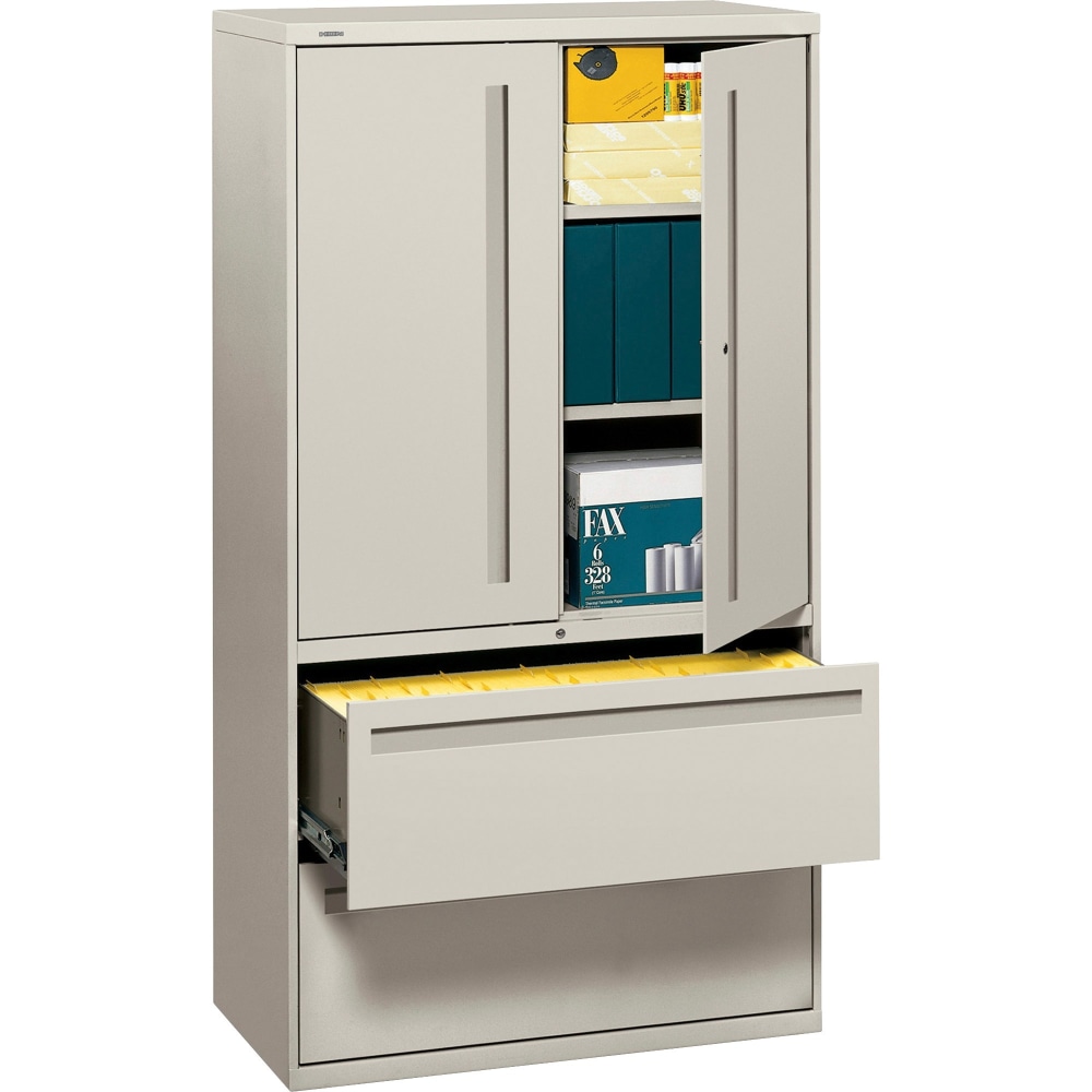 HON Brigade 700 Combo 36inW x 19-1/4inD Lateral 2-Drawer File Cabinet, Light Gray MPN:785LSQ