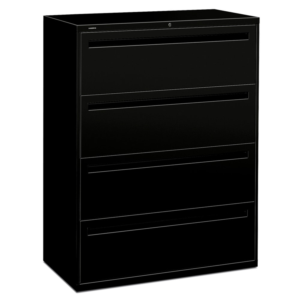 HON Brigade 700 42inW x 19-1/4inD Lateral 4-Drawer File Cabinet, Black MPN:794L-P