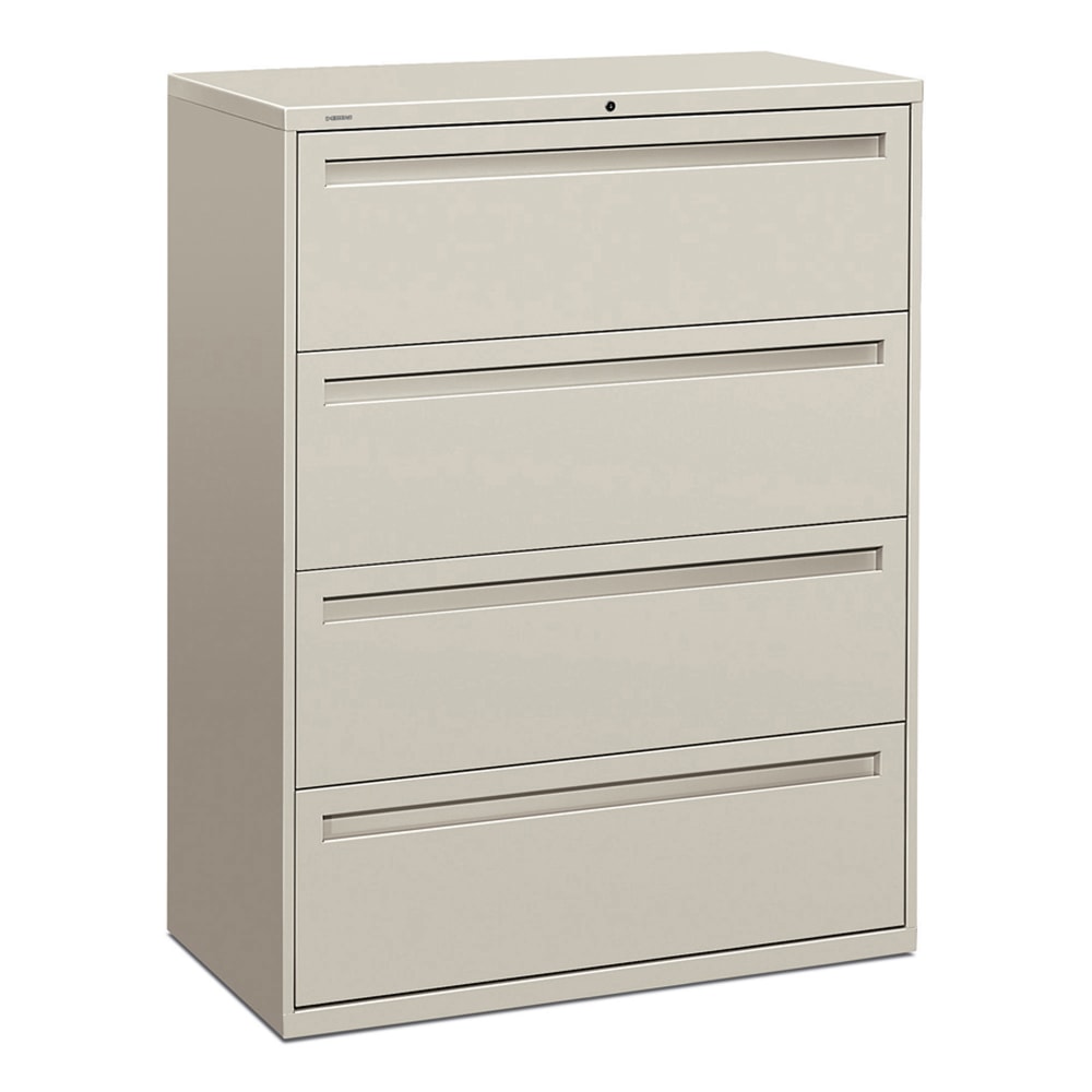 HON Brigade 700 42inW x 19-1/4inD Lateral 4-Drawer File Cabinet, Light Gray MPN:794L-Q