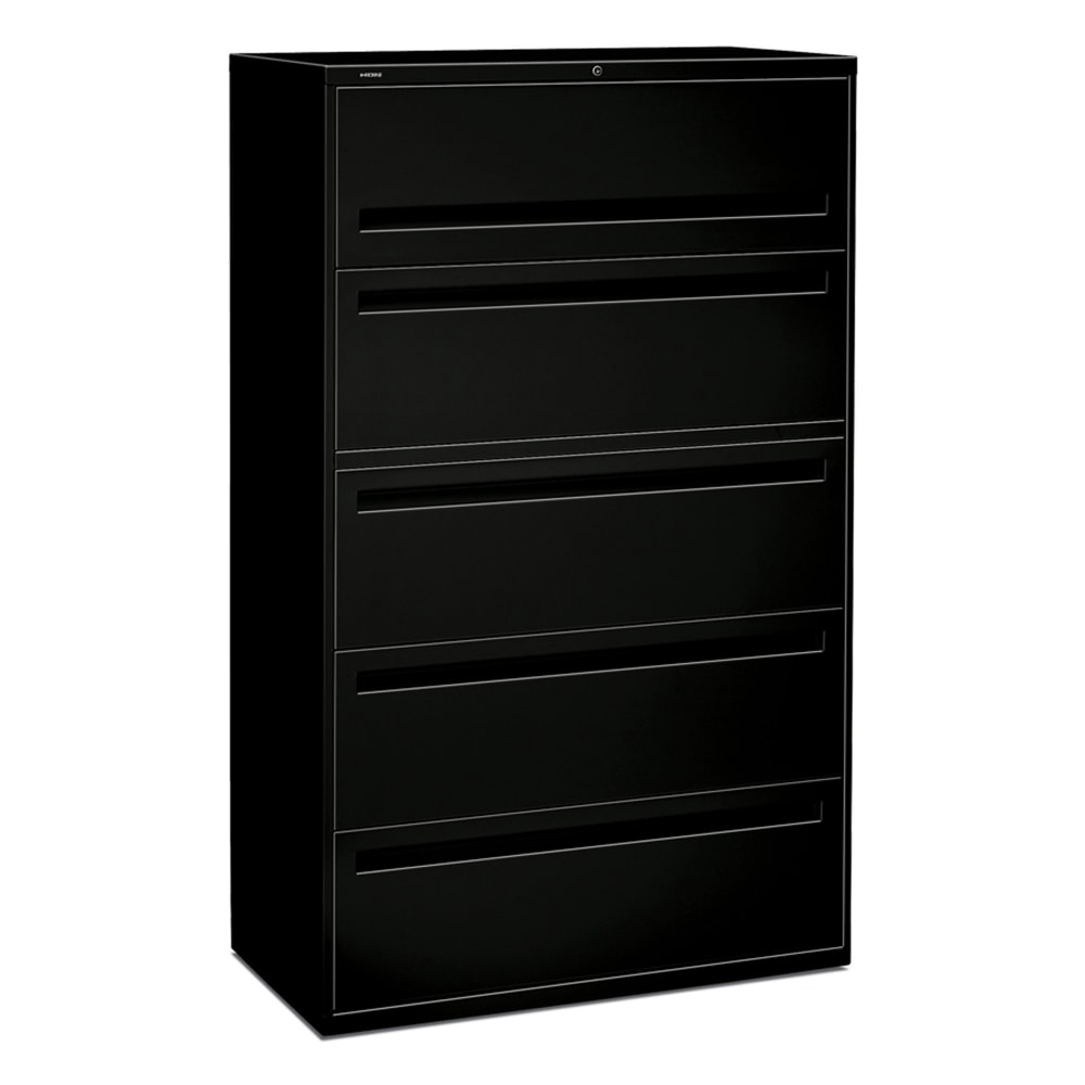 HON Brigade 700 42inW x 19-1/4inD Lateral 5-Drawer File Cabinet, Black MPN:795L P