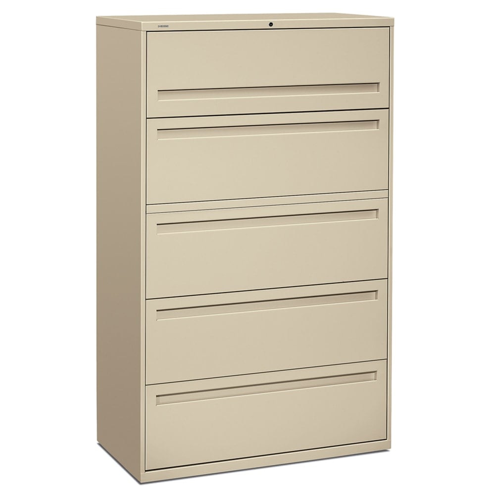 HON Brigade 700 42inW x 19-1/4inD Lateral 5-Drawer File Cabinet, Putty MPN:795LL