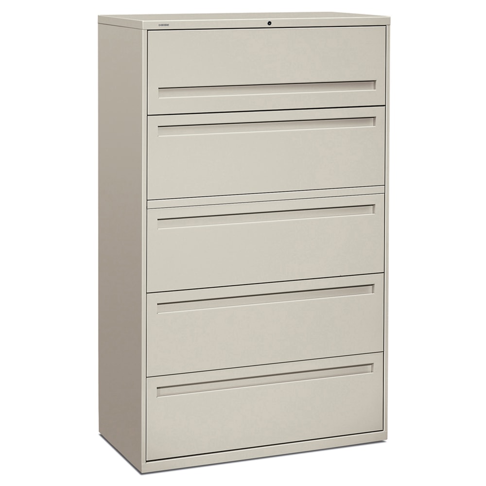 HON Brigade 700 42inW x 19-1/4inD Lateral 5-Drawer File Cabinet, Light Gray MPN:795LQ