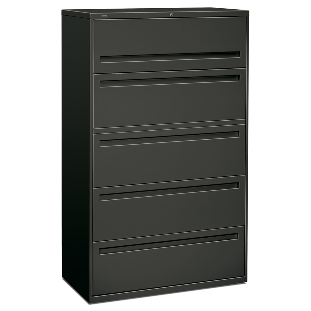 HON Brigade 700 42inW x 18inD Lateral 5-Drawer File Cabinet, Charcoal MPN:795LS