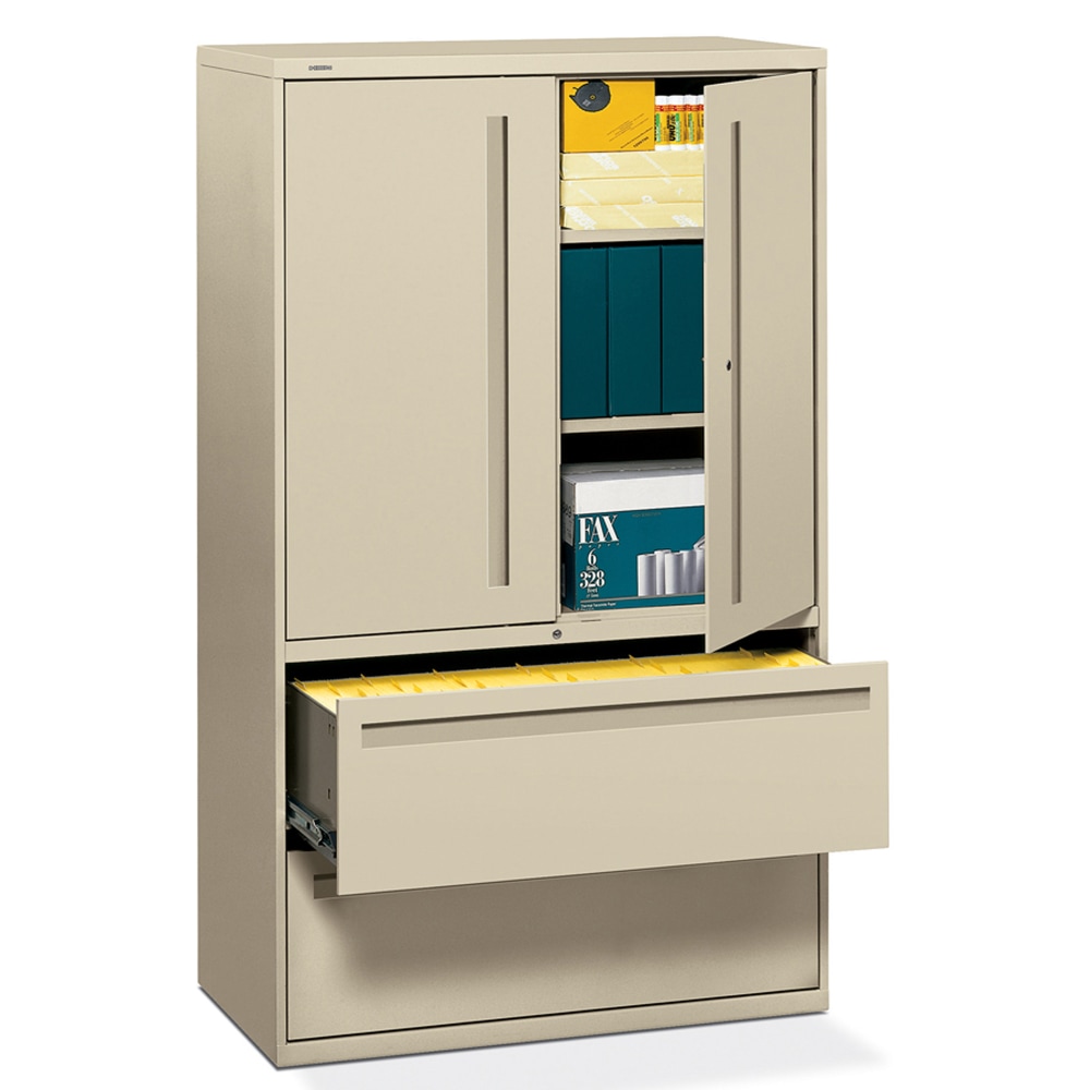 HON Brigade 700 Combo 42inW x 18inD Lateral 2-Drawer File Cabinet, Putty MPN:795LSL