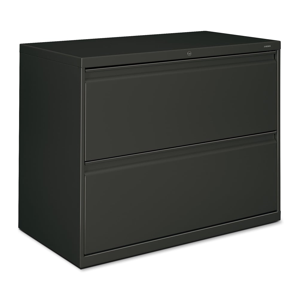 HON 800 36inW x 19-1/4inD Lateral 2-Drawer File Cabinet With Lock, Charcoal MPN:882LS