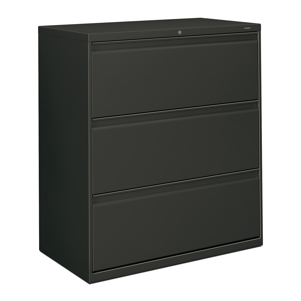 HON 800 36inW x 19-1/4inD Lateral 3-Drawer File Cabinet With Lock, Charcoal MPN:883LS