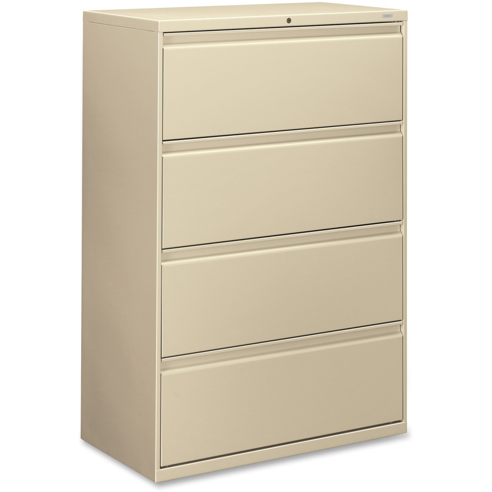 HON 800 36inW x 19-1/4inD Lateral 4-Drawer File Cabinet With Lock, Putty MPN:884LL