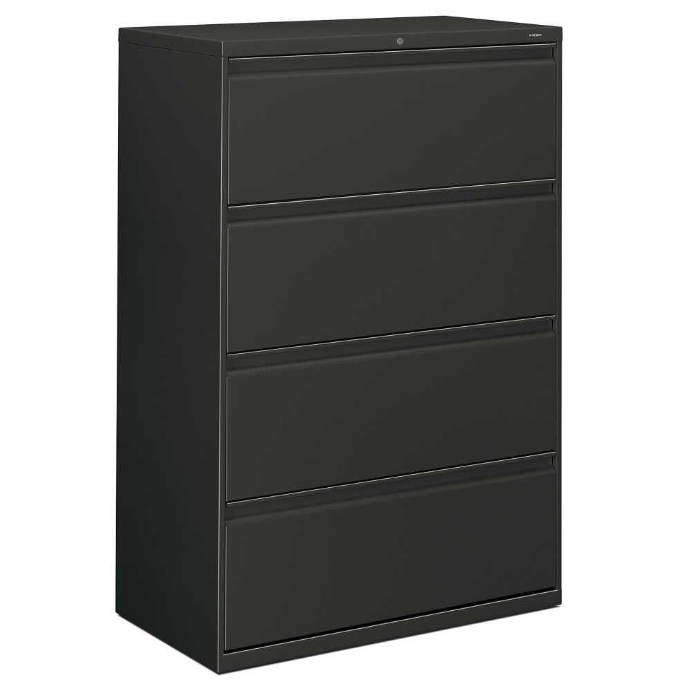 HON 800 36inW x 19-1/4inD Lateral 4-Drawer File Cabinet With Lock, Charcoal MPN:884LS