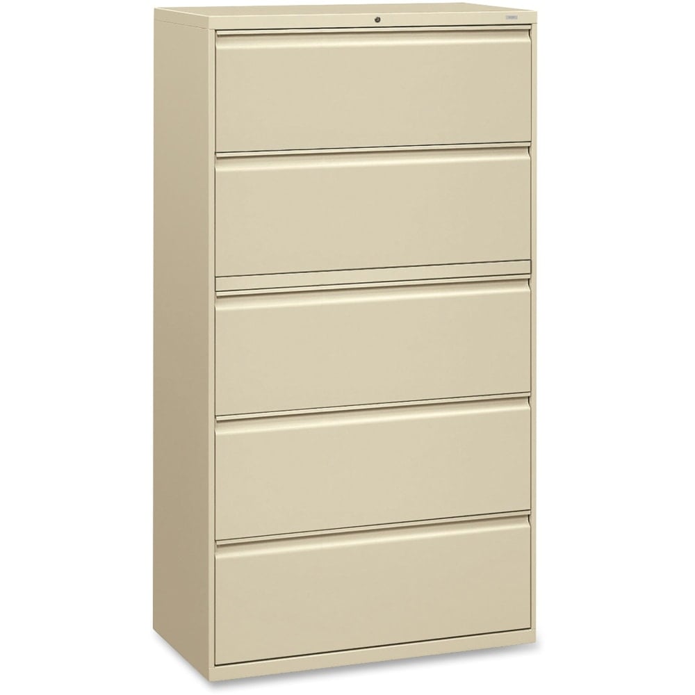 HON 36inW x 19-1/4inD Lateral 5-Drawer File Cabinet With Lock, Putty MPN:885LL