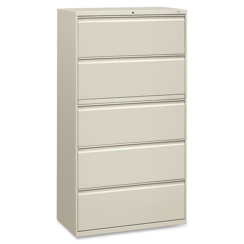 HON 36inW x 19-1/4inD Lateral 5-Drawer File Cabinet With Lock, Light Gray MPN:885LQ