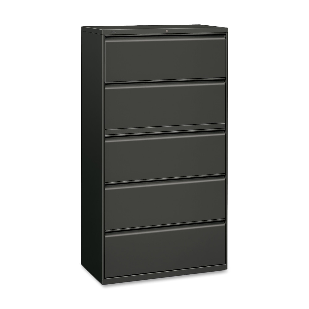 HON 36inW x 19-1/4inD Lateral 5-Drawer File Cabinet With Lock, Charcoal MPN:885LS