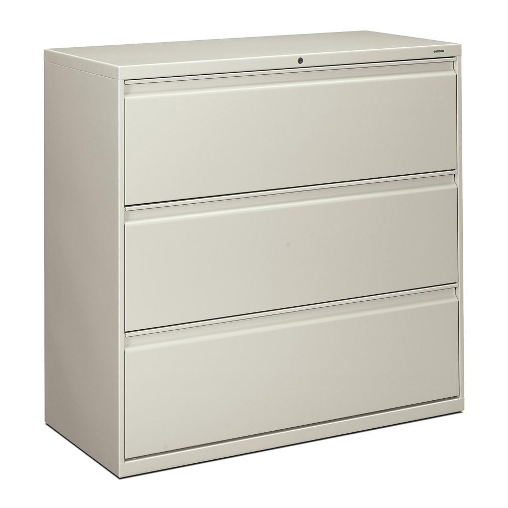 HON 800 42inW x 19-1/4inD Lateral 3-Drawer File Cabinet With Lock, Light Gray MPN:893LQ