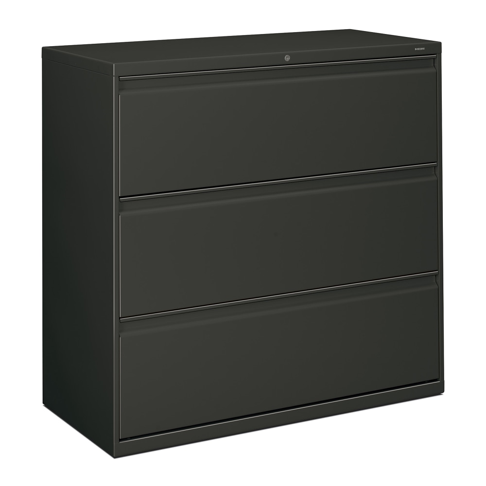 HON 800 42inW x 19-1/4inD Lateral 3-Drawer File Cabinet With Lock, Charcoal MPN:893LS