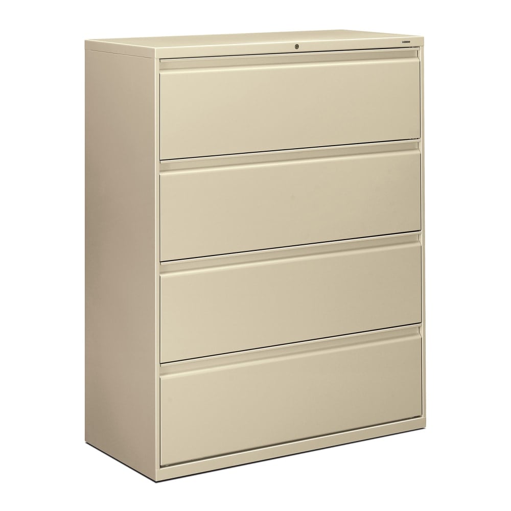 HON 800 42inW x 19-1/4inD Lateral 4-Drawer File Cabinet With Lock, Putty MPN:894LL