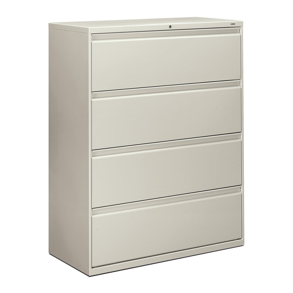 HON 800 42inW x 19-1/4inD Lateral 4-Drawer File Cabinet With Lock, Light Gray MPN:894LQ