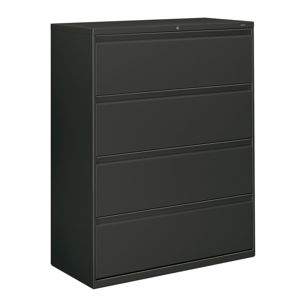 HON 800 42inW x 19-1/4inD Lateral 4-Drawer File Cabinet With Lock, Charcoal MPN:894LS