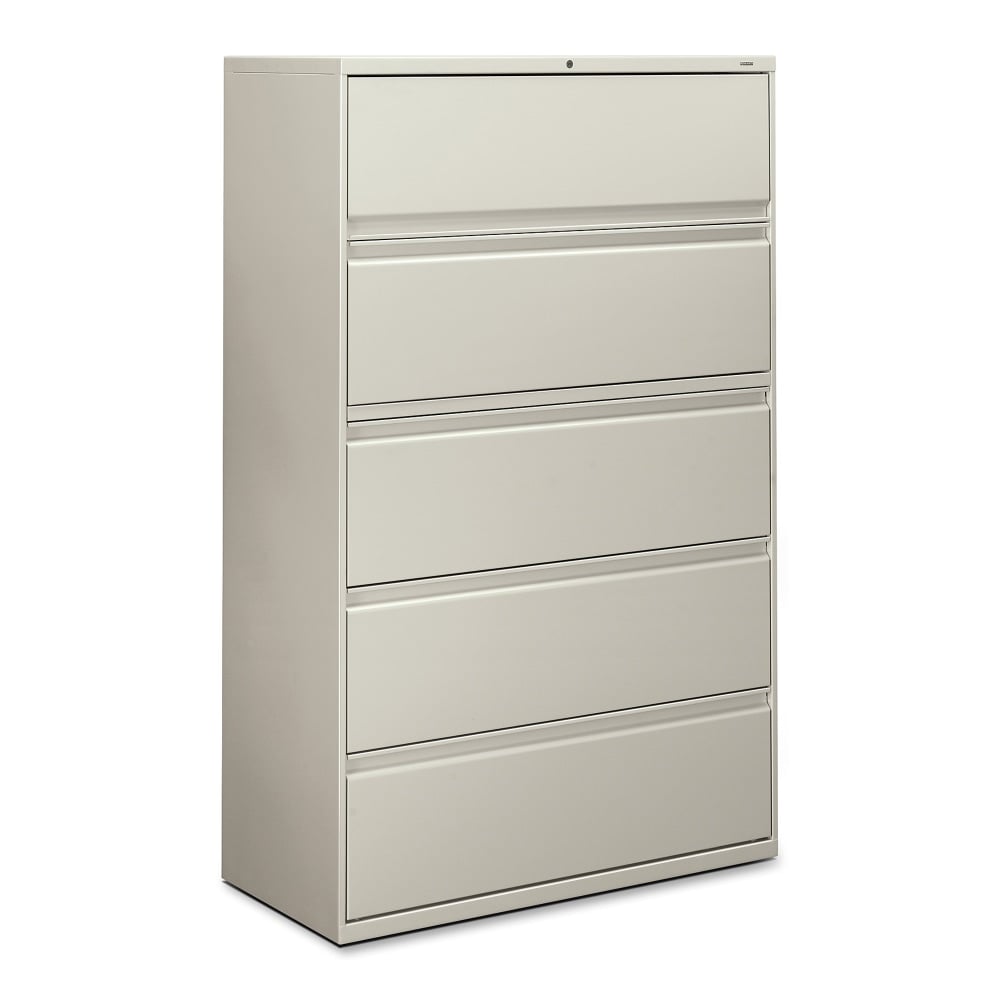 HON 42inW x 19-1/4inD Lateral 5-Drawer File Cabinet With Lock, Light Gray MPN:895LQ