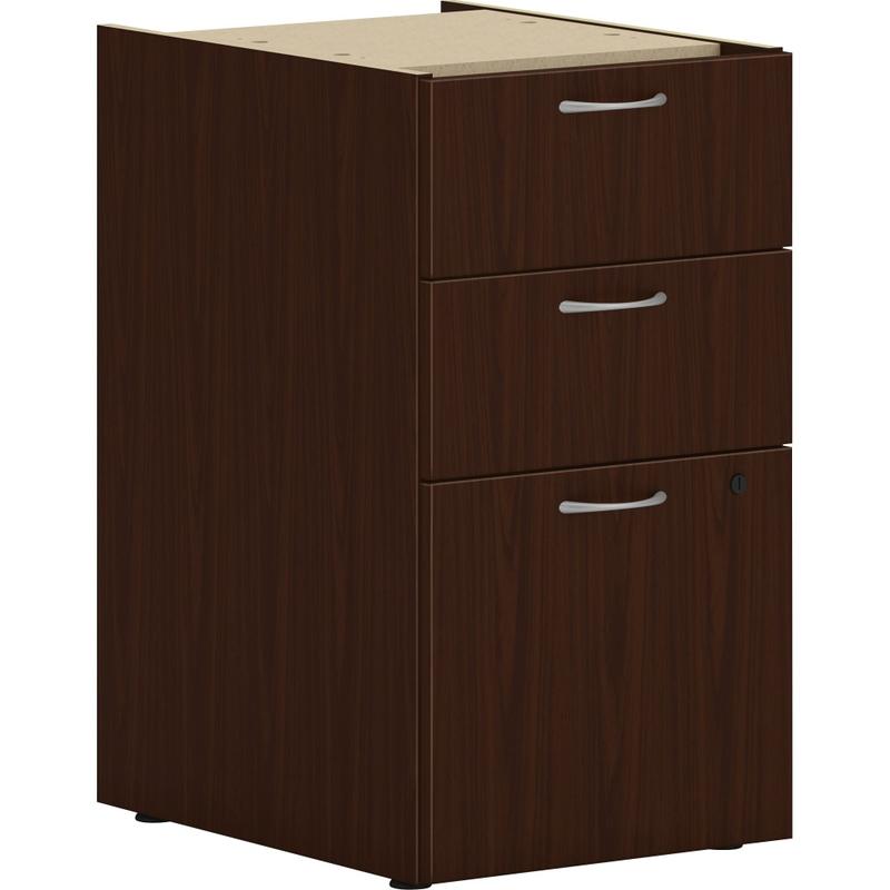 HON 15in Vertical 3-Drawer File Cabinet Support Pedestal, Worksurface, Mahogany MPN:HONPLPSBBFLT1