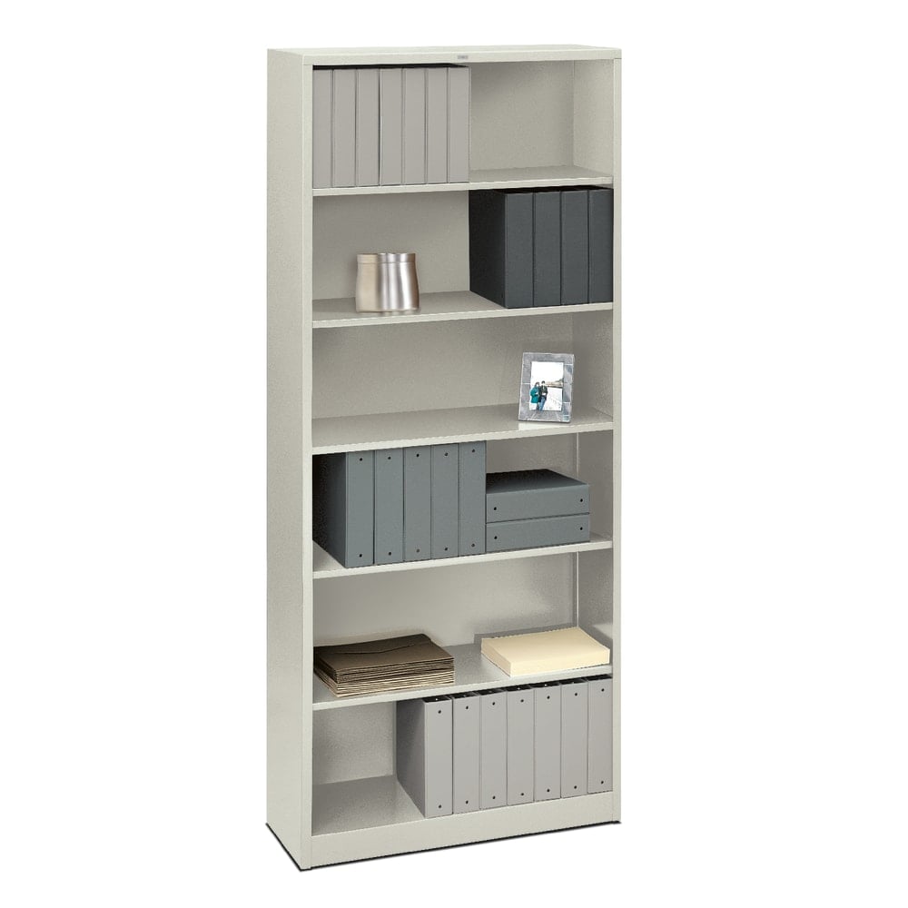 HON Brigade Steel Modular Shelving Bookcase, 6 Shelves (4 Adjustable), 81-1/8inH x 34-1/2inW x 12-5/8inD, Light Gray MPN:S82ABCQ