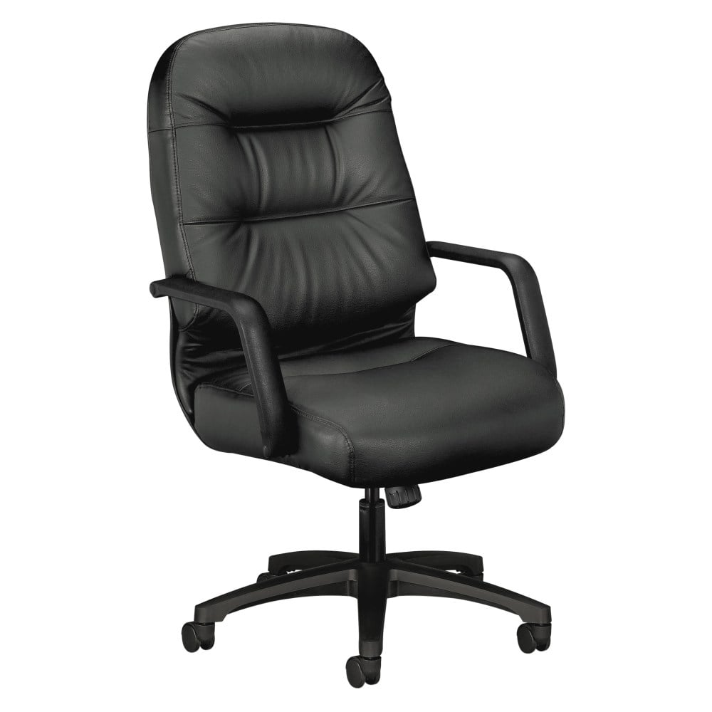 HON Pillow-Soft Ergonomic Bonded Leather Executive Chair With Fixed Loop Arms, Black MPN:2091SR11T