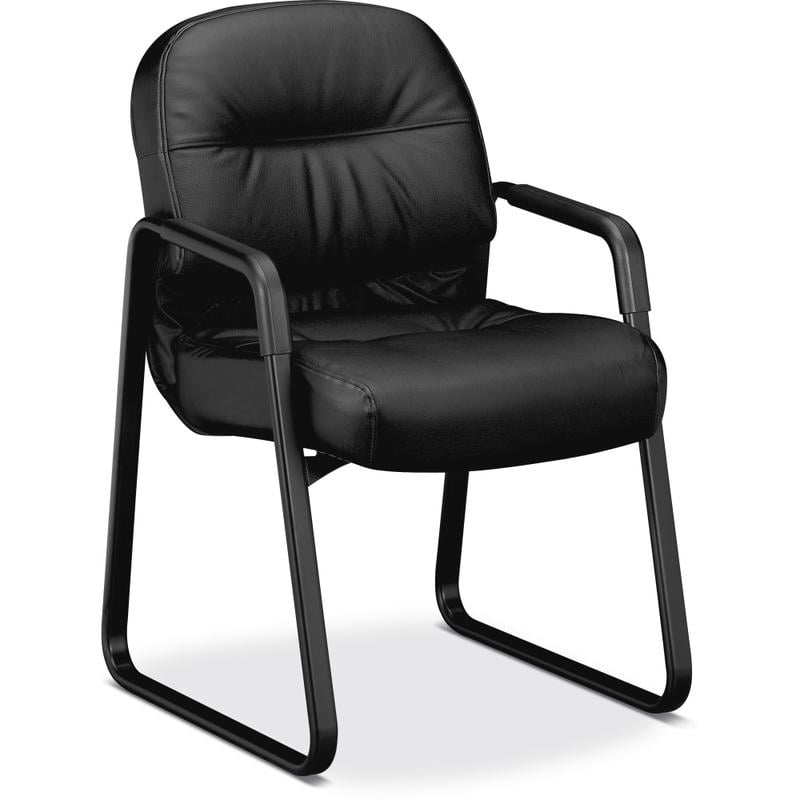 HON Pillow-Soft Bonded Leather Guest Chair, Black MPN:2093SR11T