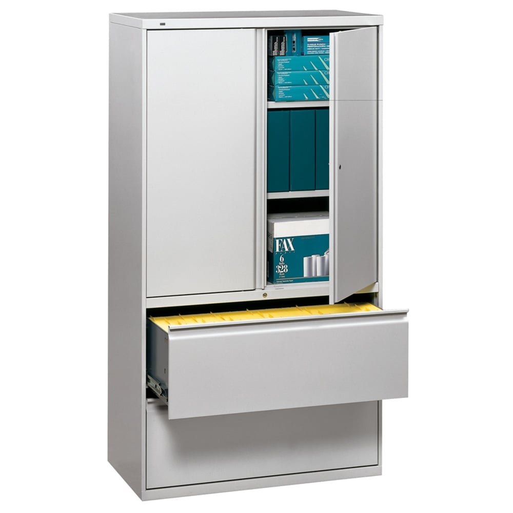 HON 800 Series Storage Cabinet With Lateral File, 36in Wide, Light Gray MPN:885LSQ