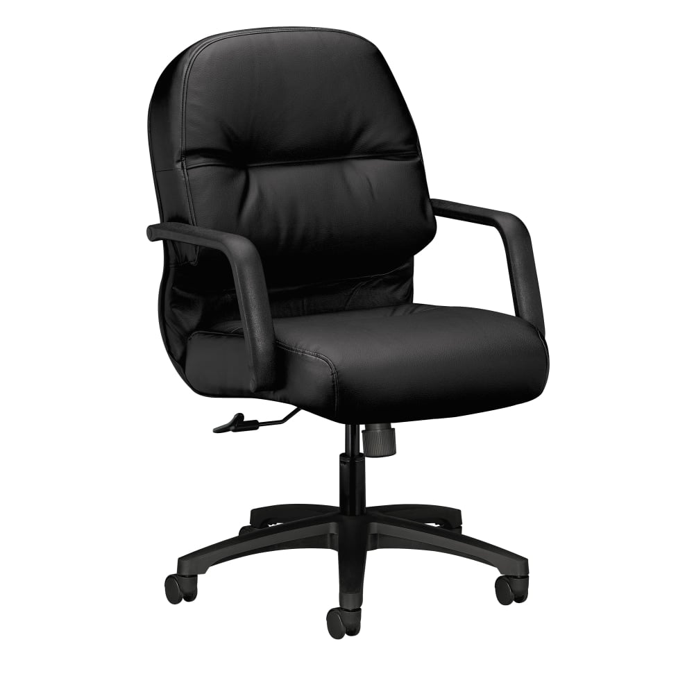 HON Pillow-Soft Bonded Leather Mid-Back Chair, Black MPN:2092SR11T