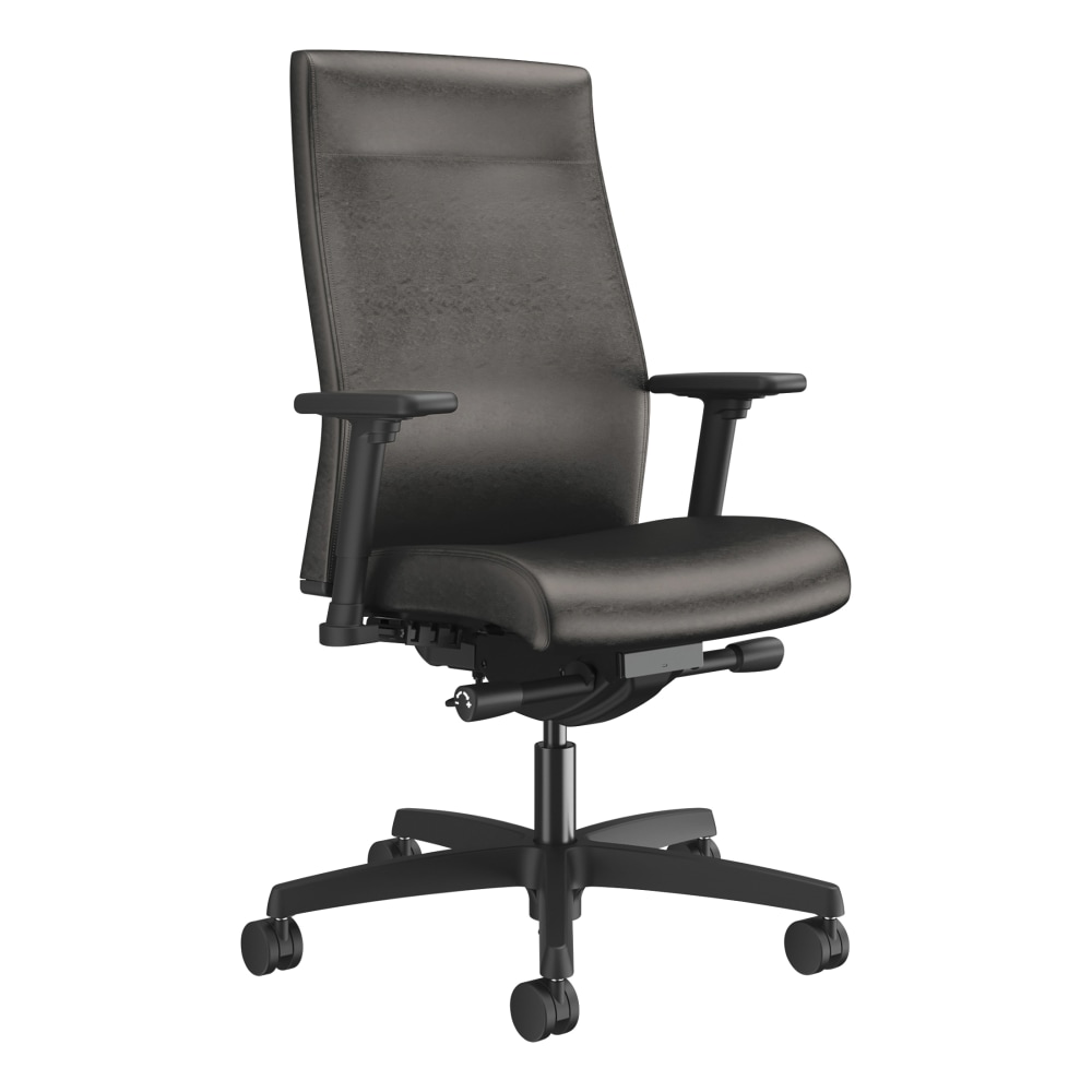 HON Ignition 2.0 Vinyl Mid-Back Task Chair With Fixed T-Arms, Black MPN:HONI2UL2FU10TK