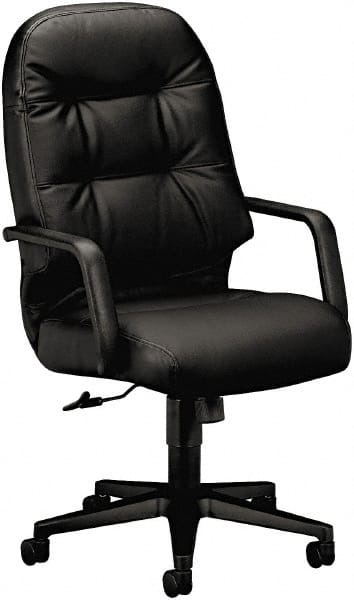 Task Chair:  Leather & Memory Foam,  Adjustable Height,  16-3/4 to  21-1/4