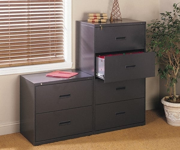 Horizontal File Cabinet: 2 Drawers, Steel, Black MPN:HON682LP