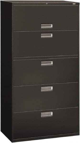 Horizontal File Cabinet: 5 Drawers, Steel, Charcoal MPN:HON685LS