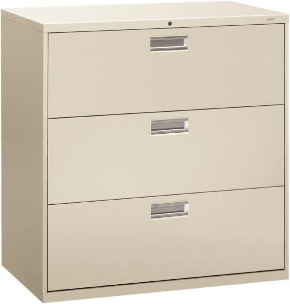 Horizontal File Cabinet: 3 Drawers, Steel, Light Gray MPN:HON693LQ