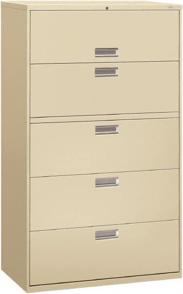 Horizontal File Cabinet: 5 Drawers, Steel, Putty MPN:HON695LL