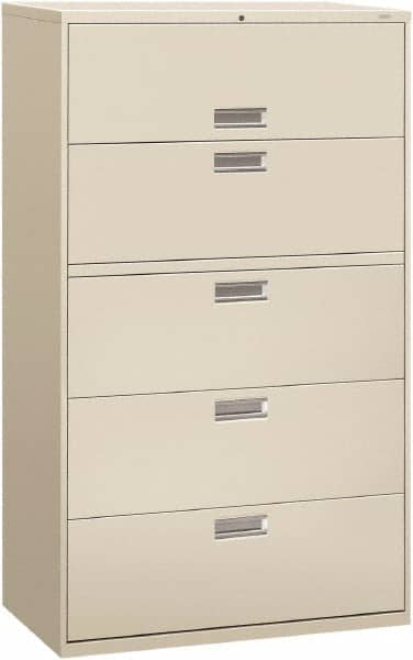 Horizontal File Cabinet: 5 Drawers, Steel, Light Gray MPN:HON695LQ