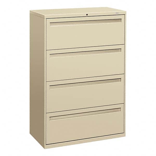 Horizontal File Cabinet: 4 Drawers, Steel, Putty MPN:HON784LL